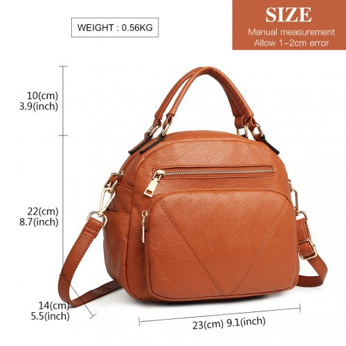 LB6907 - Miss Lulu Bowler Style Shoulder Bag - Brown | Neil's Luggage Store