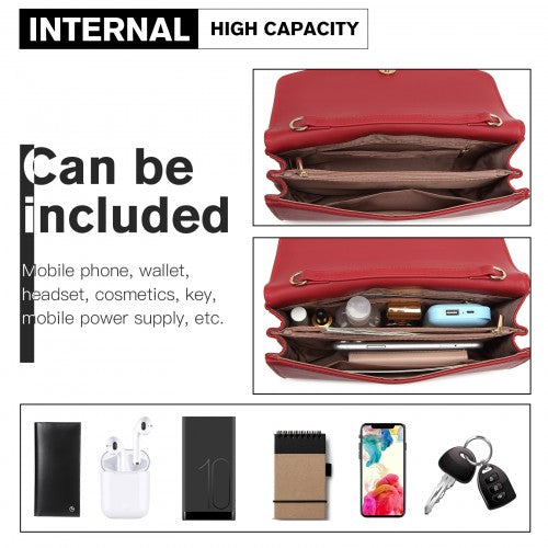 LH2064 - Miss Lulu Vegan Envelope Clutch Bag - Red | Neil's Luggage Store