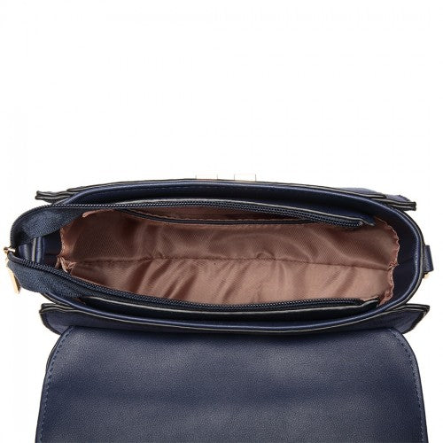 Miss Lulu Matte PU Leather Midi Handbag Crossbody Navy | Neil's Luggage Store