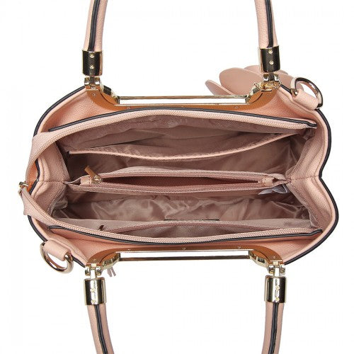 LG1847 - MISS LULU PU LEATHER ROSE HANGING ORNAMENT HANDBAG - PINK | Neil's Luggage Store
