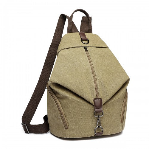 EB2044 - Kono Fashion Anti-Theft Canvas Backpack - Khaki | Neil's Luggage Store