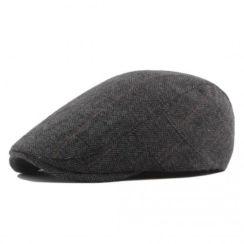CAP-1 - Men's Newsboy Baker Boy Herringbone Flat Cap Hat - Grey | Neil's Luggage Store