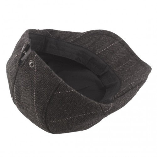 CAP-1 - Men's Newsboy Baker Boy Herringbone Flat Cap Hat - Brown | Neil's Luggage Store
