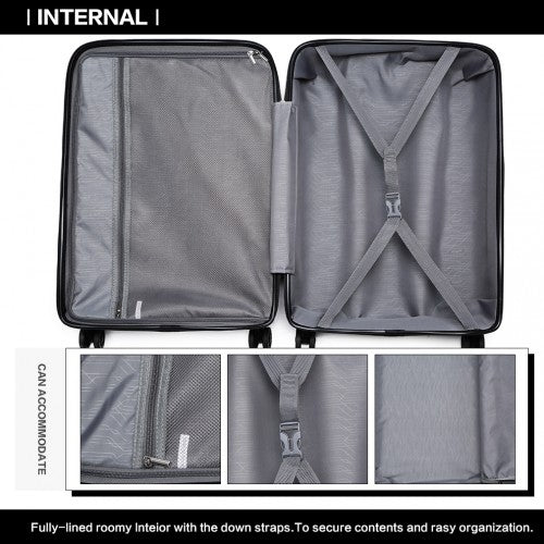 K2092L - Kono 20 Inch Bright Hard Shell PP Carry-On Suitcase In Cabin Size - Black | Neil's Luggage Store
