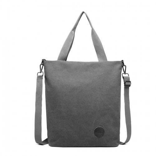 E1965 - Kono Large Canvas Unisex Messenger Bag - Grey | Neil's Luggage Store