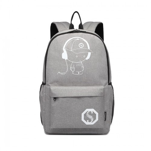 E6877 - Kono Multi-functional Glow-in-the-Dark Trolley Backpack - Grey | Neil's Luggage Store