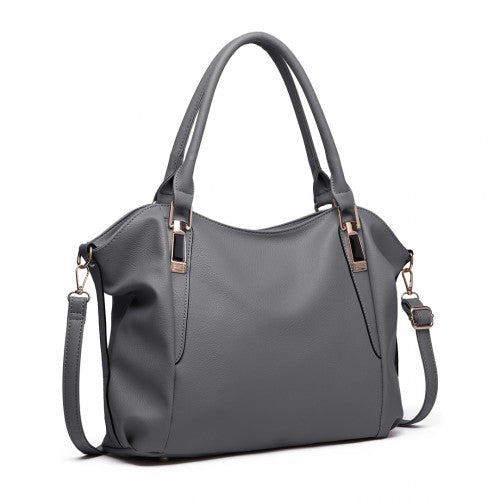 S1716 - Miss Lulu Soft Leather Elegant Simple Shoulder Bag - Dark Grey | Neil's Luggage Store