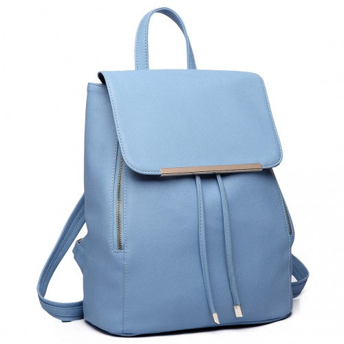 E1669 - Miss Lulu Faux Leather Stylish Fashion Backpack - Light Blue | Neil's Luggage Store
