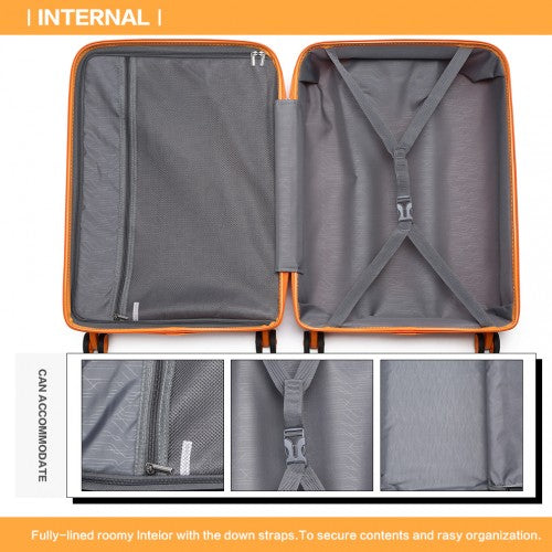 K2092L - Kono Bright Hard Shell PP Suitcase 3 Pieces Set - Classic Collection - Orange | Neil's Luggage Store