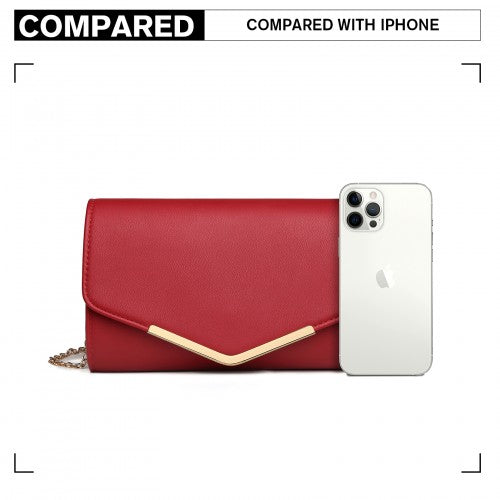 LH2064 - Miss Lulu Vegan Envelope Clutch Bag - Red | Neil's Luggage Store