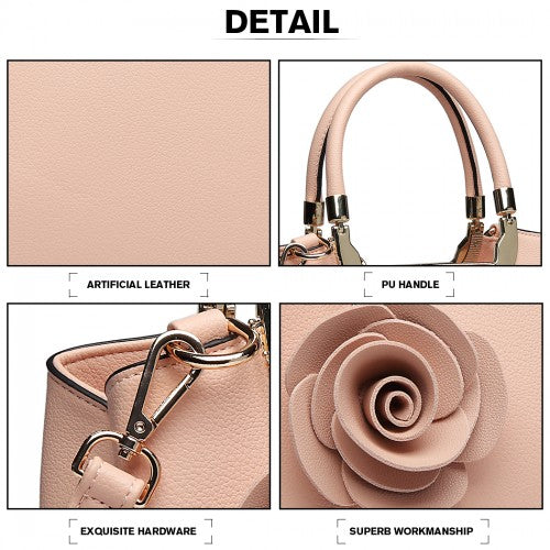 LG1847 - MISS LULU PU LEATHER ROSE HANGING ORNAMENT HANDBAG - PINK | Neil's Luggage Store
