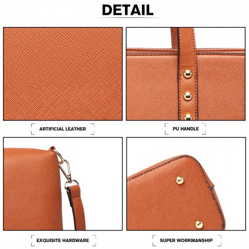 LG6931 - Miss Lulu 4 Piece Handbag Set - Brown | Neil's Luggage Store
