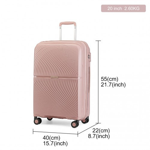 K2393L - British Traveller 3 Pcs Set Spinner Hard Shell PP Suitcase With TSA Lock - Nude | Neil's Luggage Store