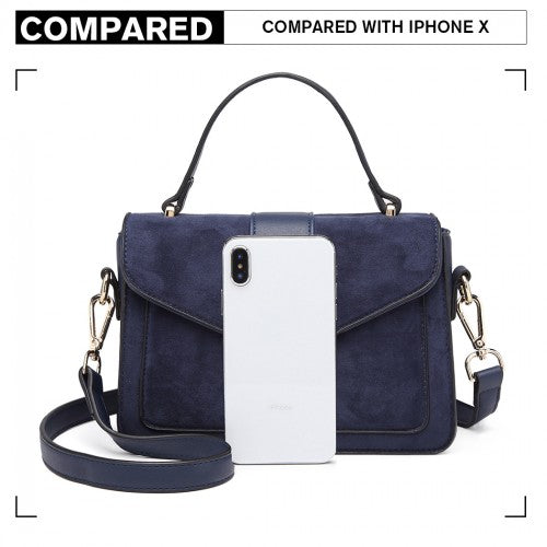 Miss Lulu Matte PU Leather Midi Handbag Crossbody Navy | Neil's Luggage Store