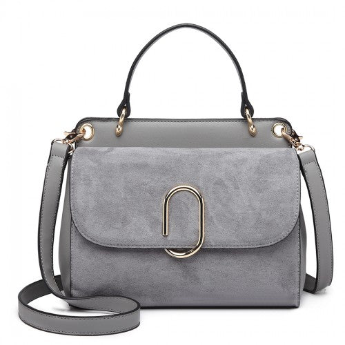 LB6871-MISS LULU STYLISH LADIES LEATHER HANDBAG SHOULDER BAG GREY | Neil's Luggage Store