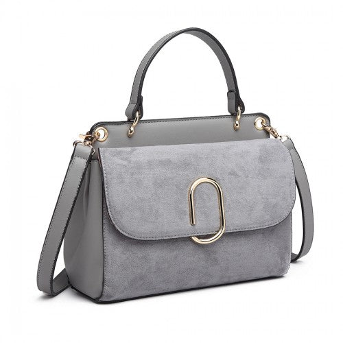 LB6871-MISS LULU STYLISH LADIES LEATHER HANDBAG SHOULDER BAG GREY | Neil's Luggage Store