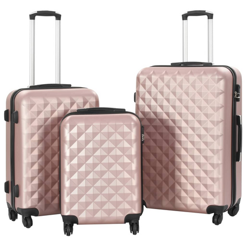 vidaXL hardcase trolley set of 3, rose gold ABS, durable with security lock and 360-degree castors.