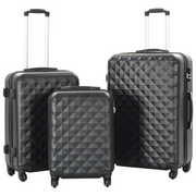 vidaXL Hardcase Trolley Set 3 pcs Black ABS with 360-degree wheels and security locks