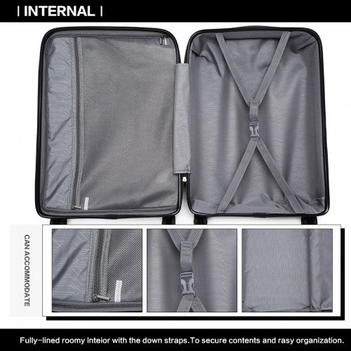 K2091L - Kono 28 Inch Multi Texture Hard Shell PP Suitcase - Classic Collection - Black | Neil's Luggage Store
