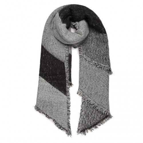 S6427 - Women Ladies Fashion Plaid Scarf Blanket Winter Warm Wrap Shawl - Black | Neil's Luggage Store