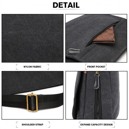 LB1925 - Kono Classic Expanding Messenger Bag - Black | Neil's Luggage Store