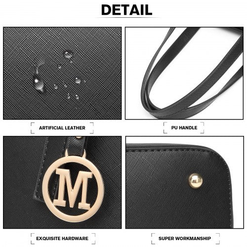 LT2054 - Miss Lulu Minimalist Tote Handbag Structured - Black | Neil's Luggage Store