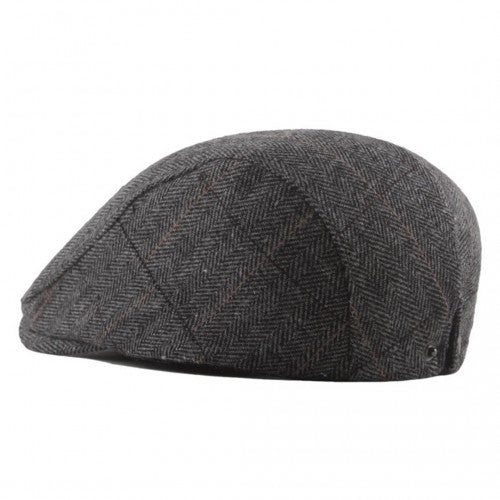 CAP-1 - Men's Newsboy Baker Boy Herringbone Flat Cap Hat - Grey | Neil's Luggage Store