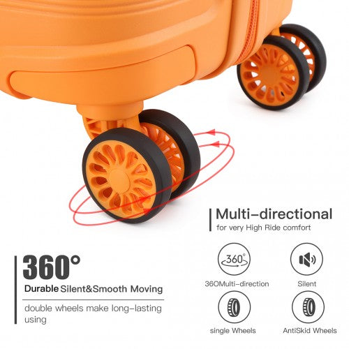 K2092L - Kono Bright Hard Shell PP Suitcase 3 Pieces Set - Classic Collection - Orange | Neil's Luggage Store