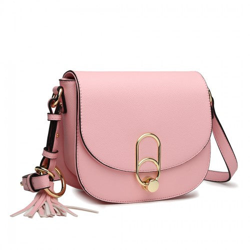 LZ1831 - MISS LULU CROSS BODY SADDLE BAG - PINK | Neil's Luggage Store