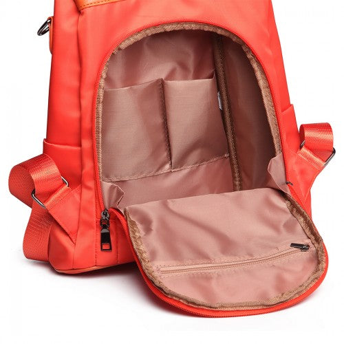 LG1903 - Miss Lulu Two Way Backpack Shoulder Bag with Pom Pom Pendant - Orange | Neil's Luggage Store