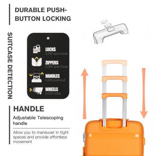 K2092L - Kono Bright Hard Shell PP Suitcase 3 Pieces Set - Classic Collection - Orange | Neil's Luggage Store