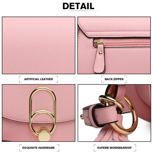 LZ1831 - MISS LULU CROSS BODY SADDLE BAG - PINK | Neil's Luggage Store