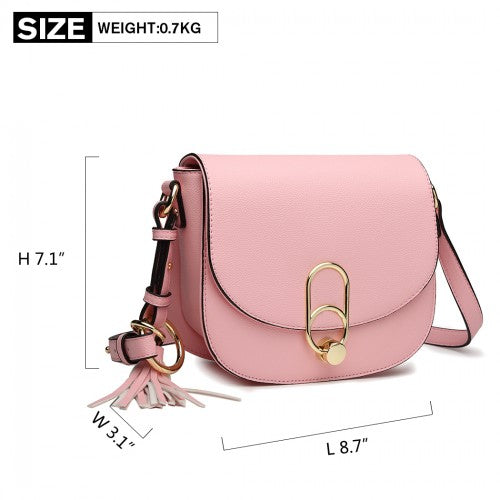 LZ1831 - MISS LULU CROSS BODY SADDLE BAG - PINK | Neil's Luggage Store