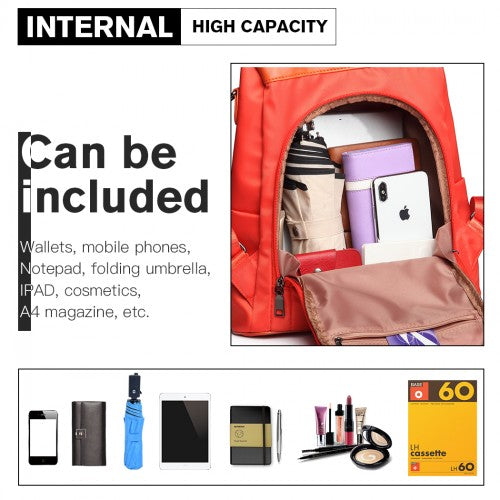 LG1903 - Miss Lulu Two Way Backpack Shoulder Bag with Pom Pom Pendant - Orange | Neil's Luggage Store