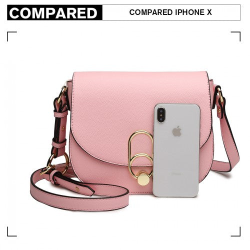 LZ1831 - MISS LULU CROSS BODY SADDLE BAG - PINK | Neil's Luggage Store