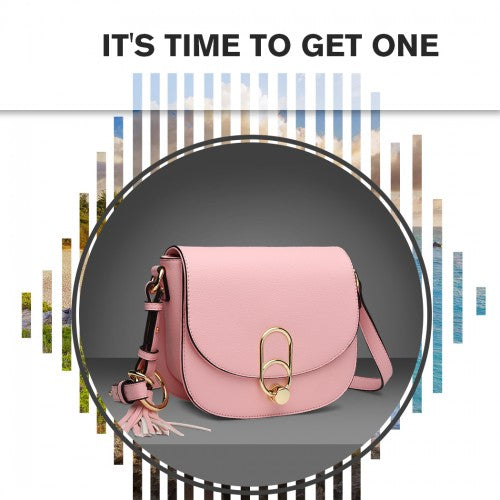 LZ1831 - MISS LULU CROSS BODY SADDLE BAG - PINK | Neil's Luggage Store