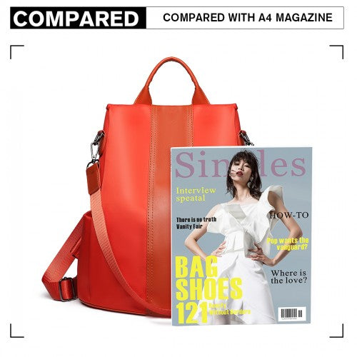 LG1903 - Miss Lulu Two Way Backpack Shoulder Bag with Pom Pom Pendant - Orange | Neil's Luggage Store