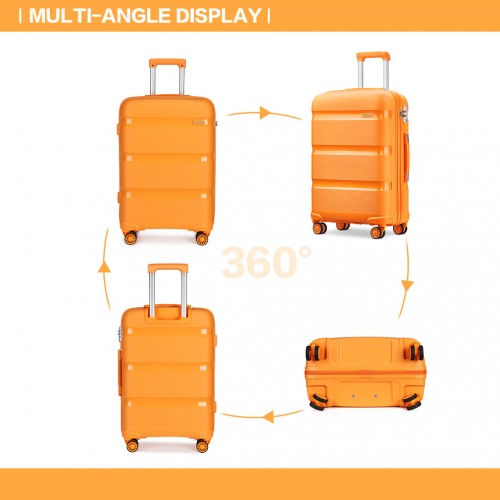 K2092L - Kono Bright Hard Shell PP Suitcase 3 Pieces Set - Classic Collection - Orange | Neil's Luggage Store