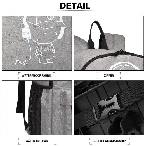 E6877 - Kono Multi-functional Glow-in-the-Dark Trolley Backpack - Grey | Neil's Luggage Store
