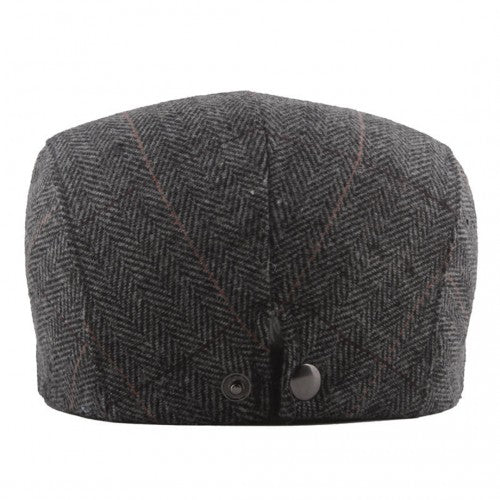 CAP-1 - Men's Newsboy Baker Boy Herringbone Flat Cap Hat - Grey | Neil's Luggage Store