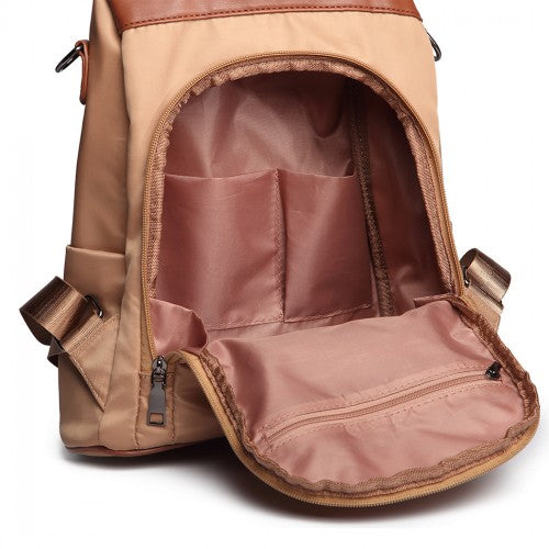 LG1903 - Miss Lulu Two Way Backpack Shoulder Bag with Pom Pom Pendant - Brown | Neil's Luggage Store