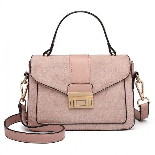 LB6872 - Miss Lulu Matte PU Leather Midi Handbag Cross Body Bag - Pink | Neil's Luggage Store
