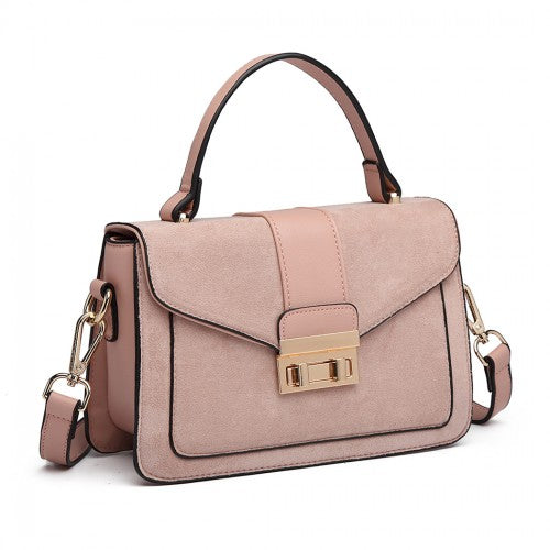 LB6872 - Miss Lulu Matte PU Leather Midi Handbag Cross Body Bag - Pink | Neil's Luggage Store