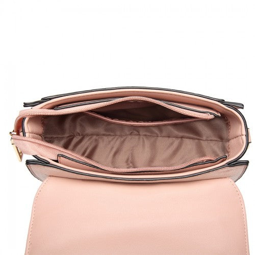 LB6872 - Miss Lulu Matte PU Leather Midi Handbag Cross Body Bag - Pink | Neil's Luggage Store