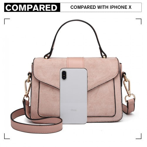LB6872 - Miss Lulu Matte PU Leather Midi Handbag Cross Body Bag - Pink | Neil's Luggage Store