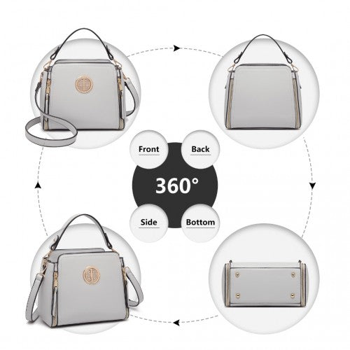 LB2126 - Miss Lulu Leather Look Practical Crossbody Bag - Grey | Neil's Luggage Store