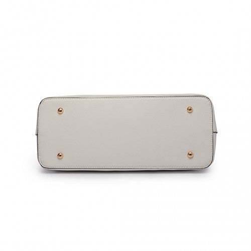 LT6648 - Miss Lulu Three Piece Tote Shoulder Bag And Clutch - White | Neil's Luggage Store