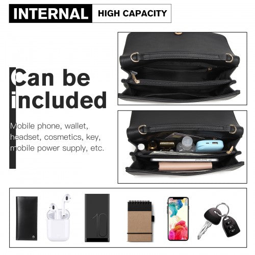 LH2064 - Miss Lulu Vegan Envelope Clutch Bag - Black | Neil's Luggage Store