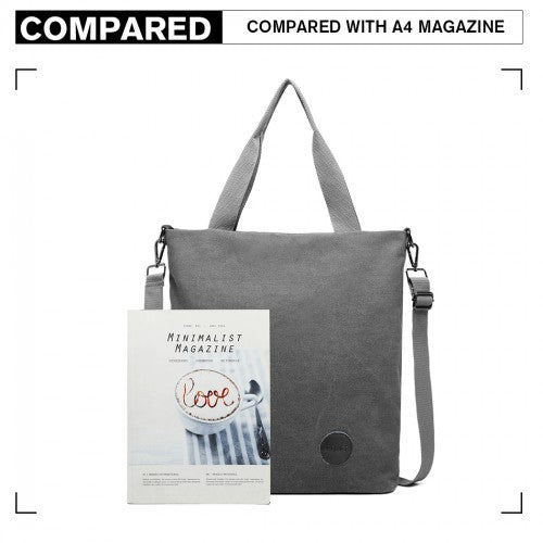 E1965 - Kono Large Canvas Unisex Messenger Bag - Grey | Neil's Luggage Store