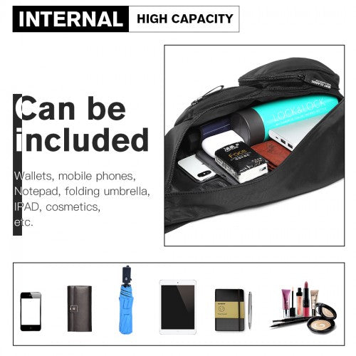 LB1934 - Miss Lulu Casual Single Strap Sling Backpack - Black | Neil's Luggage Store